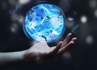 Süper kahraman bir güç topu eliyle oluşturma