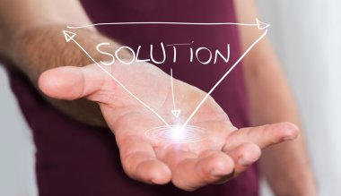 Çizilmiş iş sunumu kullanan adam