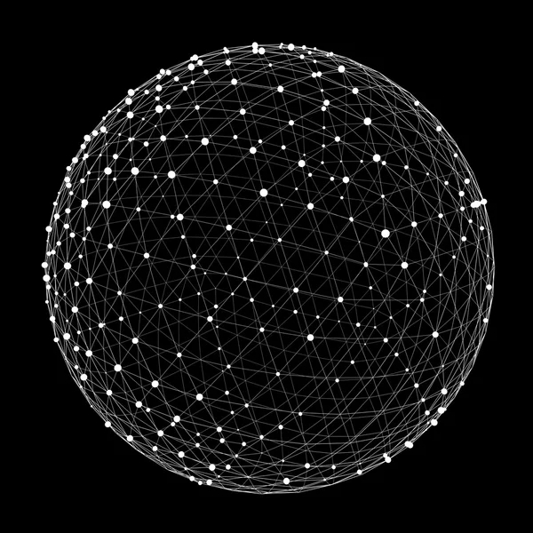 Esfera web de conexión abstracta con renderizado 3D spot y líneas — Foto de Stock