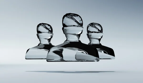 Abstrakte glänzende Glas Avatar gruppiert 3D-Rendering — Stockfoto