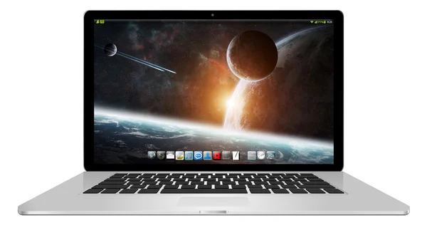 Modern laptop a fehér háttér előtt 3d-leképezés — Stock Fotó