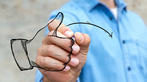 Geschäftsmann zeichnet Illustration mit Stift nach oben — Stockfoto