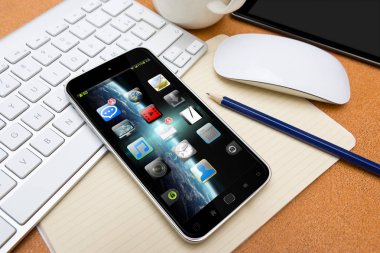 Bir Resepsiyon 3d render modern cep telefonu