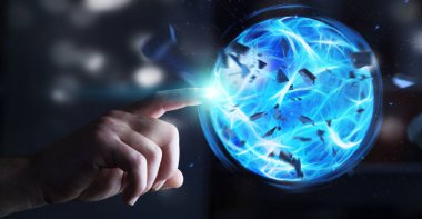 Süper kahraman bir güç topu eliyle oluşturma