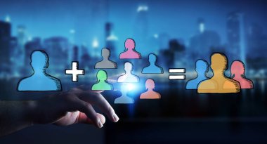 El çekilmiş sosyal ağ dokunmadan işadamı