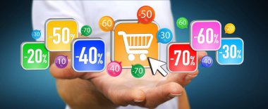 Genç adam satış döneminde alışveriş