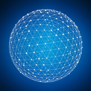 Özet Bağlantı web küre nokta ve çizgiler 3d render ile