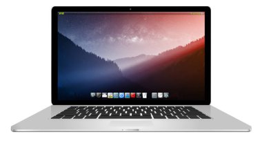 Beyaz arka planda 3d render modern dizüstü bilgisayar