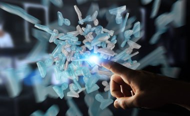 Parlak dokunmadan işadamı avatar grup 3d render cam