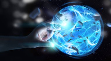 Süper kahraman bir güç topu eliyle oluşturma