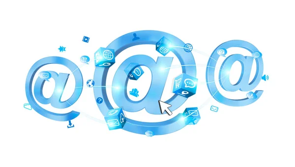 3D-Rendering-E-Mail-Symbol miteinander verbunden — Stockfoto