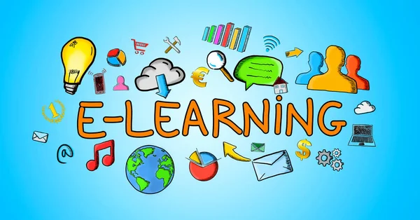 Hand-drawn e-learning illustration — Stock Photo, Image