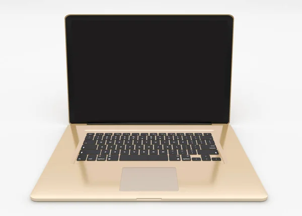 Σύγχρονου φορητού υπολογιστή χρυσό σε άσπρο φόντο 3d rendering — Φωτογραφία Αρχείου