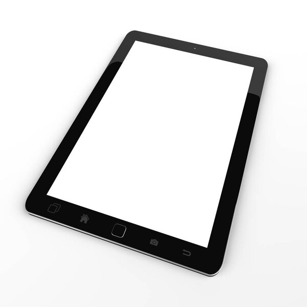 Modern digital black tablet on white background 3D rendering