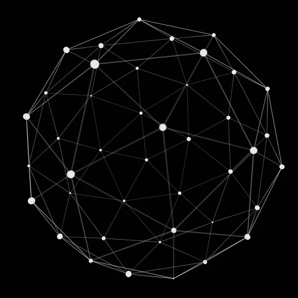 Esfera de web de conexão abstrata com renderização spot e lines 3D — Fotografia de Stock