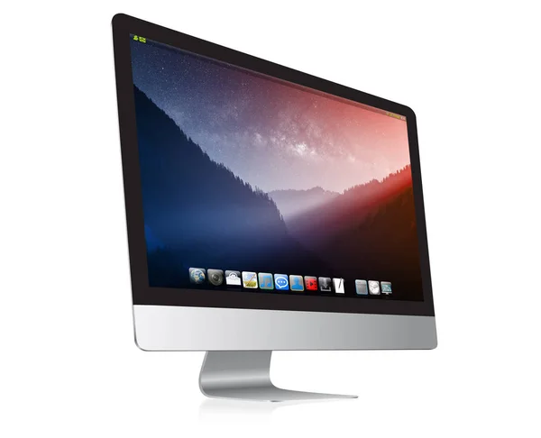 现代计算机上白色背景 3d 渲染 — 图库照片