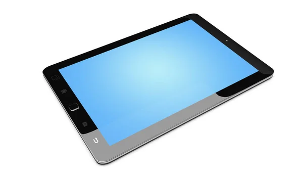 Tablet preto digital moderno em fundo branco renderização 3D — Fotografia de Stock