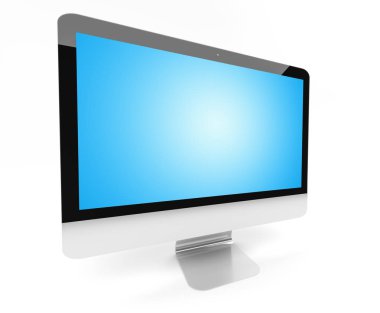 Beyaz arka planda 3d render modern metalik bilgisayar