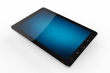 Beyaz arka planda 3d render modern dijital siyah tablet