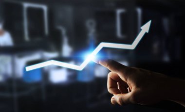 Dijital ok 3d render dokunmadan işadamı