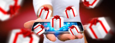 Kutlama Noel hediye elinde tutan adam