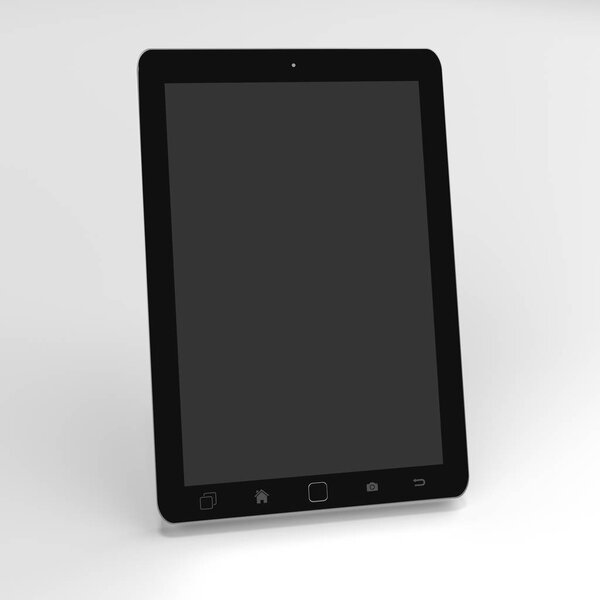 Modern digital black tablet on white background 3D rendering