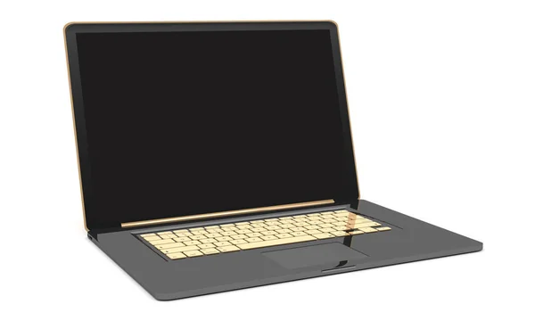 Modern black laptop on white background 3D rendering — Stock Photo, Image