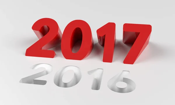 3D renderização vermelho 2017 ilustração da véspera do ano novo — Fotografia de Stock