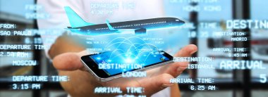 Onun uçuş rezervasyon işadamı