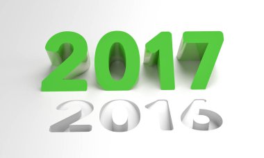 3D render yeşil 2017 yeni yıl arifesi illüstrasyon