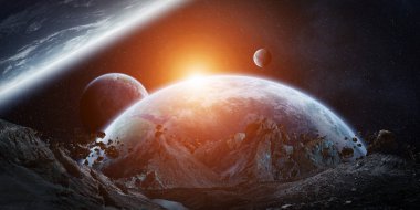 Nasa tarafından döşenmiş bu görüntü 3d render unsurları çökmesine devasa asteroitler