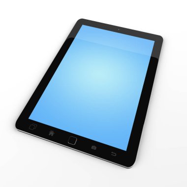 Beyaz arka planda 3d render modern dijital siyah tablet