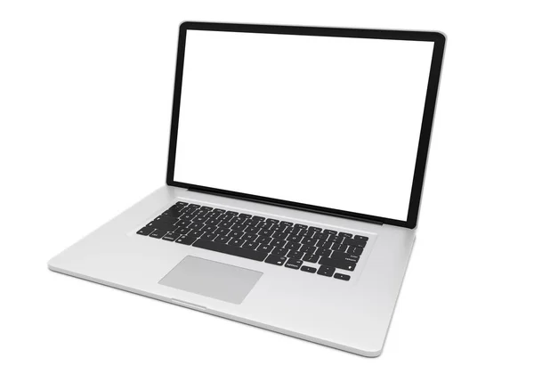 Modern fém laptop a fehér háttér előtt 3d-leképezés — Stock Fotó