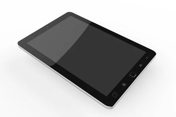 Tablet preto digital moderno em fundo branco renderização 3D — Fotografia de Stock