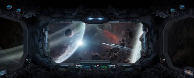 Pencerenin bir uzay istasyonu uzaydan görünümü