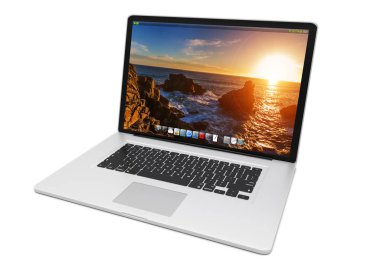 Beyaz arka planda 3d render modern metalik dizüstü