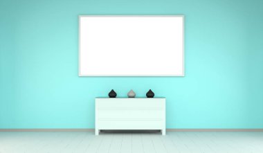 Boş tuval üzerine bir duvar ve Çekmeceli 3d render