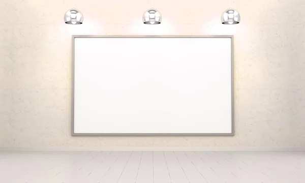 Λευκά κενά καμβά σε έναν τοίχο 3d rendering — Φωτογραφία Αρχείου
