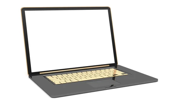 흰색 배경 3d 렌더링에 현대 검은 노트북 — 스톡 사진