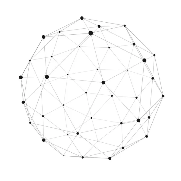 Esfera de web de conexão abstrata com renderização spot e lines 3D — Fotografia de Stock