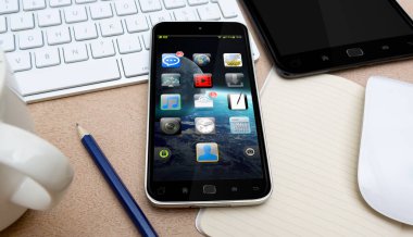 Bir Resepsiyon 3d render modern cep telefonu