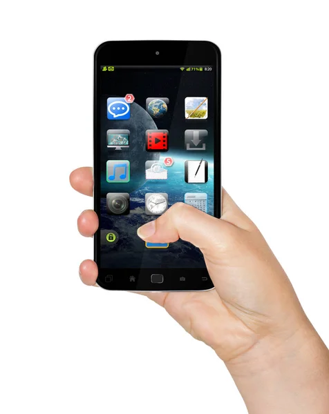 Hand med mobiltelefon 3d-rendering — Stockfoto
