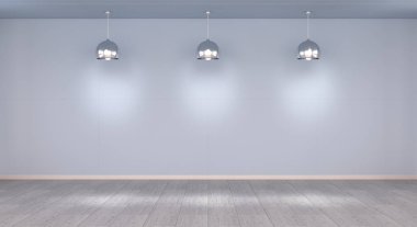Işıklar 3d render ile Müzesinde boş duvar