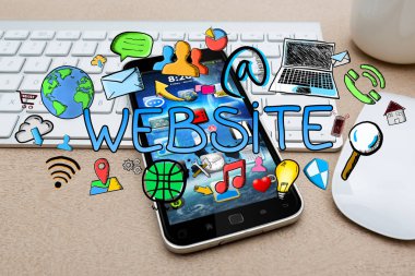 Çalışma alanı ile modern cep telefonu