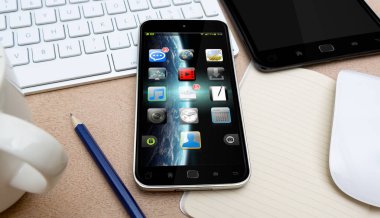 Bir Resepsiyon 3d render modern cep telefonu