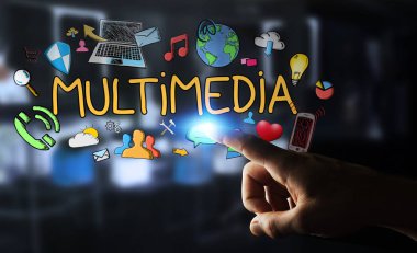 Adam el dokunmadan çokluortam sunusu çizilmiş