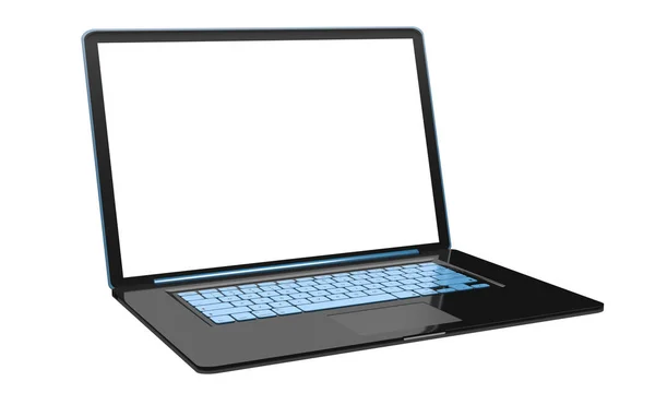 Modern black laptop on white background 3D rendering — Stock Photo, Image