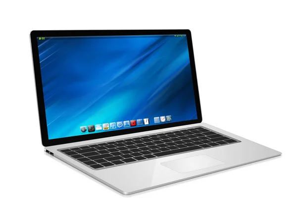 Современный ноутбук на белом фоне 3D рендеринг — стоковое фото