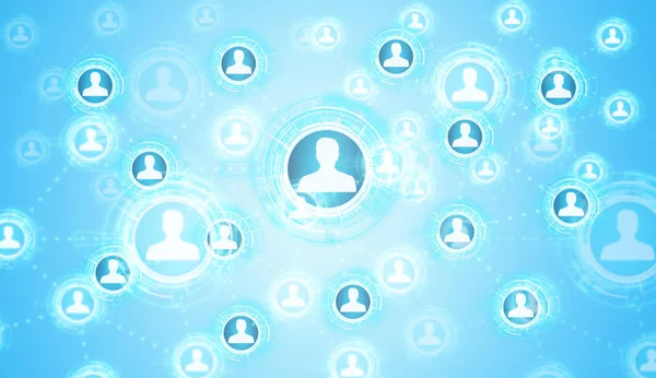 Digital blue social network 3D rendering — Stock Photo, Image