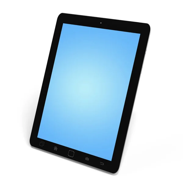 Tableta negra digital moderna sobre fondo blanco Representación 3D — Foto de Stock